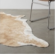 Natural Tan and White Cowhide Rug, Genuine Hair-on-Hide Floor Mat