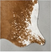 Authentic Cognac Brown & White Cowhide Area Rug – Genuine Natural Leather Accent Mat