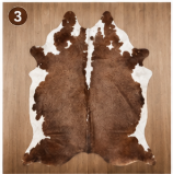 Genuine Brown and White Cowhide Rug | Chestnut Tan & Pure White Leather Area Rug | Classic Western Cowskin Floor Carpet