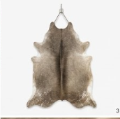 Genuine Grey Brindle Cowhide Rug | Natural Grey and White Cowskin Area Rug | Modern Taupe Brown Leather Carpet for Living Room