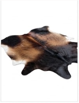 Genuine Tricolor Cowhide Rug | Black Chestnut Brown & White Natural Leather Area Rug | Exotic Salt and Pepper Cow Skin Floor Decor