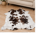 Brown & White Cowhide Rug – Genuine Natural Cow Skin Area Rug, Western Farmhouse Decor, Real Hair On Hide Rug, Living Room Accent Rug