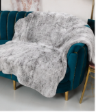 Authentic White and Grey Stenciled Cowhide Rug -  Printed Leather Area Rug