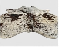 Genuine Salt & Pepper Cowhide Rug | Dark Brown & Off-White Speckled Cowskin Area Rug | Rustic Modern Western Leather Carpet