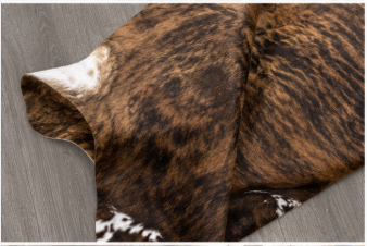 Authentic Brindle Cowhide Rug -  Tiger Stripe Leather Area Rug