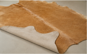 Light Brown Cowhide Rug - Genuine Caramel Tan Leather Area Rug