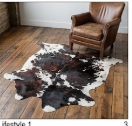 Tricolor Black, Brown & White Cowhide Rug - Genuine Patchwork Natural Leather Area Rug