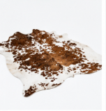 Authentic Chestnut & White Speckled Cowhide Area Rug – Genuine Tricolor Leather Accent Mat