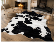 Classic Black and White Cowhide Rug, Genuine Hair-on-Hide Area Rug