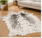 White & Silver Speckled Cowhide Rug – Genuine Hair On Hide Rug, Natural Cow Skin Area Rug, Modern Farmhouse Decor