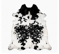 Authentic Black and White Speckled Cowhide Rug -  Leather Area Rug
