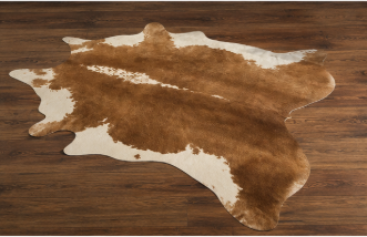 Natural Chestnut Brown and White Cowhide Rug, Genuine Hair-on-Hide Area Rug
