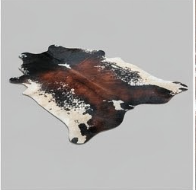 Genuine Tricolor Chestnut Brown Cowhide Rug | Black & Off-White Speckled Cowskin Area Rug | Rustic Modern Western Leather Carpet