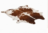 Genuine Chestnut Brown & White Cowhide Rug | Natural Spotted Warm Brown Cowskin Area Rug | Rustic Leather Carpet for Living Room