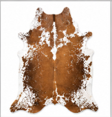 Brown and White Salt & Pepper Cowhide Rug - Genuine Speckled Leather Area Rug