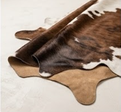 Authentic Dark Chocolate Brown & White Cowhide Area Rug – Genuine Natural Leather Accent Mat