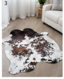 Tricolor Cowhide Rug - Genuine Leather Brown, Black & White Area Rug
