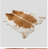 Genuine Honey Cognac & Off-White Cowhide Rug | Natural Caramel Brown Leather Area Rug | Warm Southwestern Western Cowskin Carpet for Living Room
