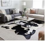 Genuine Black and White Cowhide Rug | Natural Spotted Cow Skin Area Rug | Classic Holstein Pattern Leather Carpet for Living Room