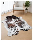 Tricolor Cowhide Rug - Genuine Leather Brown, Black & White Area Rug