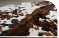 Genuine Tricolor Cognac & Black Speckled Cowhide Rug | Honey Brown & White Cowskin Area Rug | Rustic Modern Western Leather Carpet