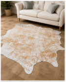 Natural Gold and White Speckled Cowhide Rug, Genuine Hair-on-Hide Area Mat