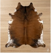 Genuine Brown & White Cowhide Rug | Natural Chestnut Leather Area Rug | White Rimmed Western Cowskin Carpet for Living Room