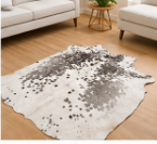 White & Silver Speckled Cowhide Rug – Genuine Hair On Hide Rug, Natural Cow Skin Area Rug, Modern Farmhouse Decor