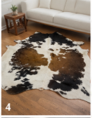 Natural Tricolor Cowhide Rug, Brown Black and White Hair-on-Hide Area Rug