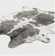 Genuine Grey & White Cowhide Rug | Natural Charcoal Spotted Cowskin Area Rug | Modern Silver Leather Carpet for Living Room