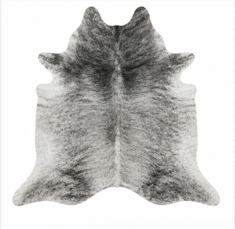 Grey Salt and Pepper Cowhide Rug - Genuine Brindle Leather Area Rug