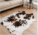Brown & White Cowhide Rug – Genuine Natural Cow Skin Area Rug, Western Farmhouse Decor, Real Hair On Hide Rug, Living Room Accent Rug