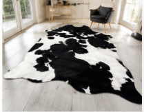 Classic Black and White Cowhide Rug, Genuine Hair-on-Hide Area Rug