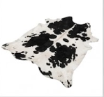 Genuine Black and White Cowhide Rug | Natural Spotted Holstein Pattern Cowskin Area Rug | Modern Leather Carpet for Living Room