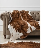 Authentic Chestnut Brown & White Spine Cowhide Area Rug – Genuine Natural Leather Accent Mat