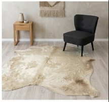 Cream Champagne Cowhide Rug - Genuine Blonde Beige Leather Area Rug