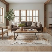 Authentic Golden Tan & White Salt Speckled Cowhide Area Rug – Genuine Natural Leather Accent Mat