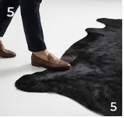 Genuine Solid Black Cowhide Rug | Natural All-Black Leather Area Rug | Modern Minimalist Cow Skin Floor Carpet for Living Room