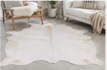Off-White Cowhide Rug - Genuine Ivory & Cream Leather Area Rug