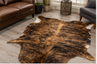 Authentic Brindle Cowhide Rug -  Tiger Stripe Leather Area Rug