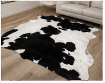Classic Black and White Cowhide Rug, Genuine Hair-on-Hide Area Rug