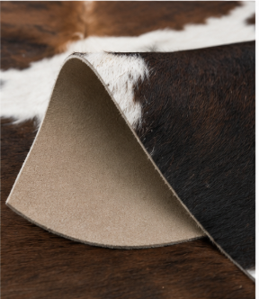 Natural Tricolor Cowhide Rug, Rich Brown, Black, and White Hair-on-Hide Area Mat