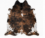 Dark Brindle Cowhide Rug – Genuine Hair on Hide Area Rug, Black Brown Cow Skin Rug, Rustic Western Home Decor