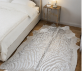 Authentic Silver Stenciled Cowhide Rug - Metallic Printed Leather Area Rug