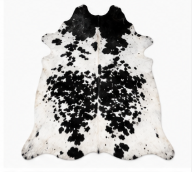 Authentic Black and White Speckled Cowhide Rug -  Leather Area Rug