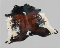 Genuine Tricolor Chestnut Brown Cowhide Rug | Black & Off-White Speckled Cowskin Area Rug | Rustic Modern Western Leather Carpet