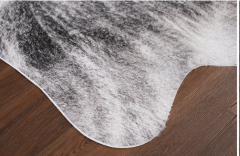 Natural Brindle Grey and White Cowhide Rug, Genuine Hair-on-Hide Floor Mat