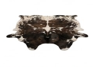Genuine Natural Cowhide Rug | Tricolor Dark Brown & White Speckled Cow Hide Leather Floor Mat | Salt and Pepper Cowskin Area Rug
