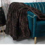 Authentic Dark Brown Stenciled Cowhide Rug -  Printed Leather Area Rug