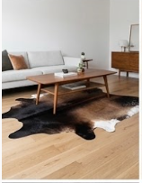 Genuine Tricolor Cowhide Rug | Black Chestnut Brown & White Natural Leather Area Rug | Exotic Salt and Pepper Cow Skin Floor Decor